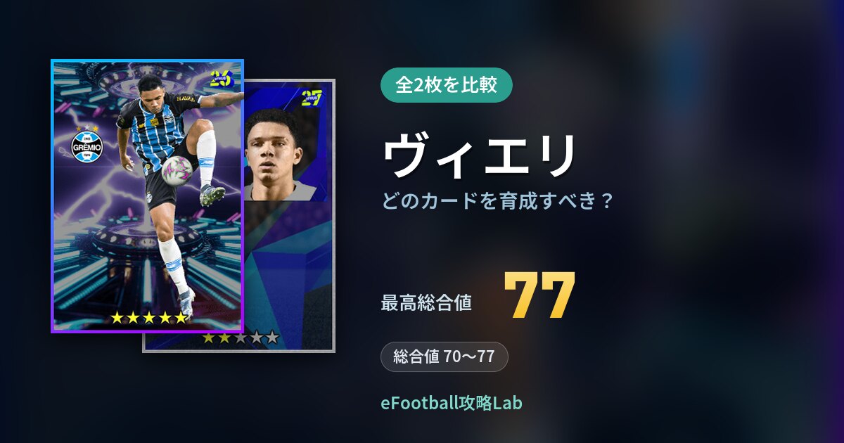 【イーフト】ヴィエリはどのカードを育成すべき?全2枚を比較
