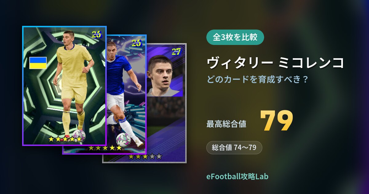 【イーフト】ヴィタリー ミコレンコはどのカードを育成すべき?全3枚を比較