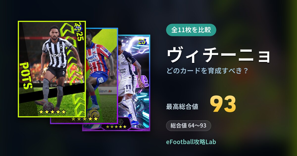 【イーフト】ヴィチーニョはどのカードを育成すべき？全11枚を比較