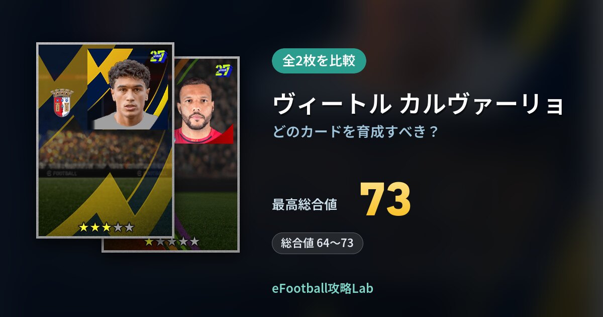 【イーフト】ヴィートル カルヴァーリョの育成カード比較（全2枚）