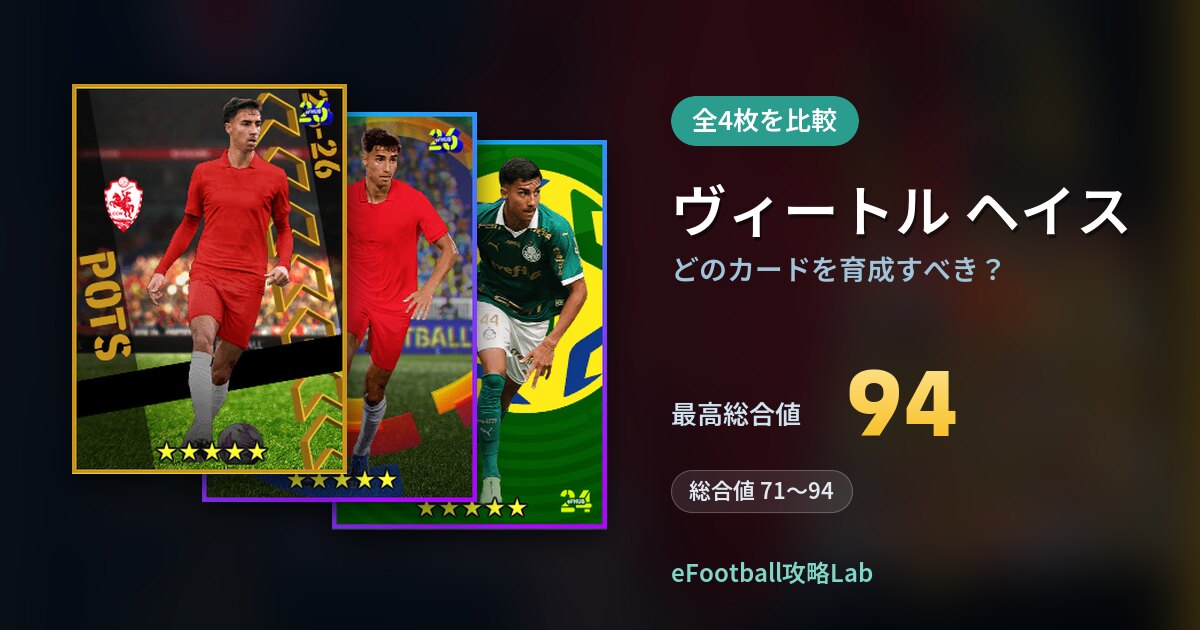 【イーフト】ヴィートル ヘイスはどのカードを育成すべき？全4枚を比較