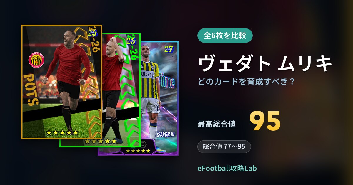 【イーフト】ヴェダト ムリキはどのカードを育成すべき？全6枚を比較