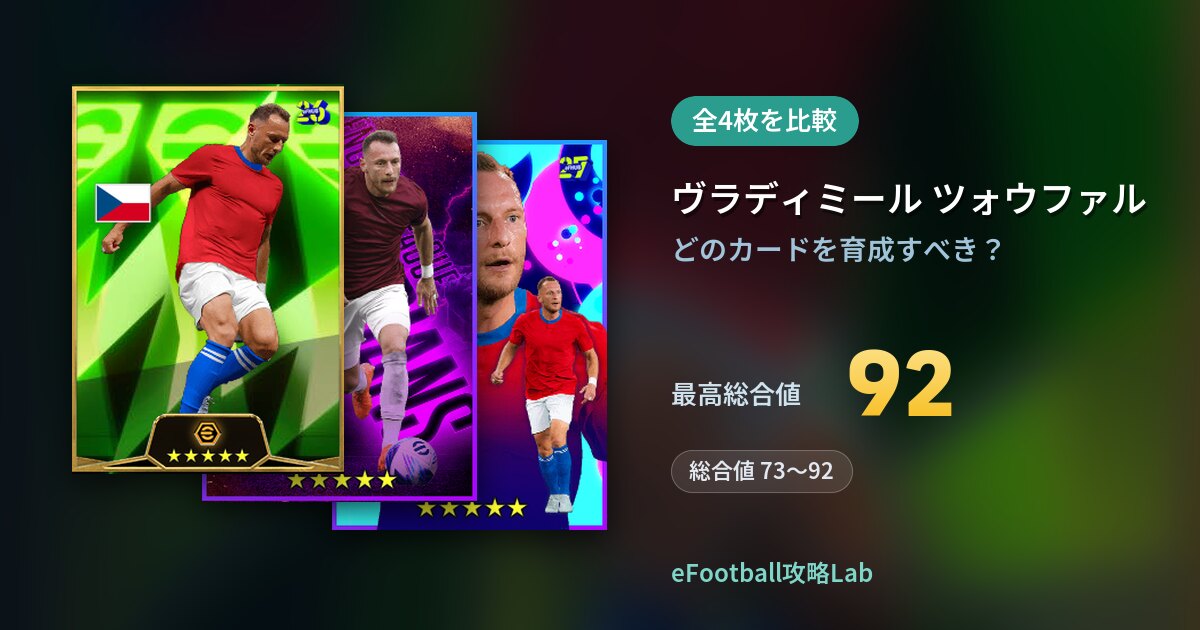 【イーフト】ヴラディミール ツォウファルの育成カード比較（全4枚）