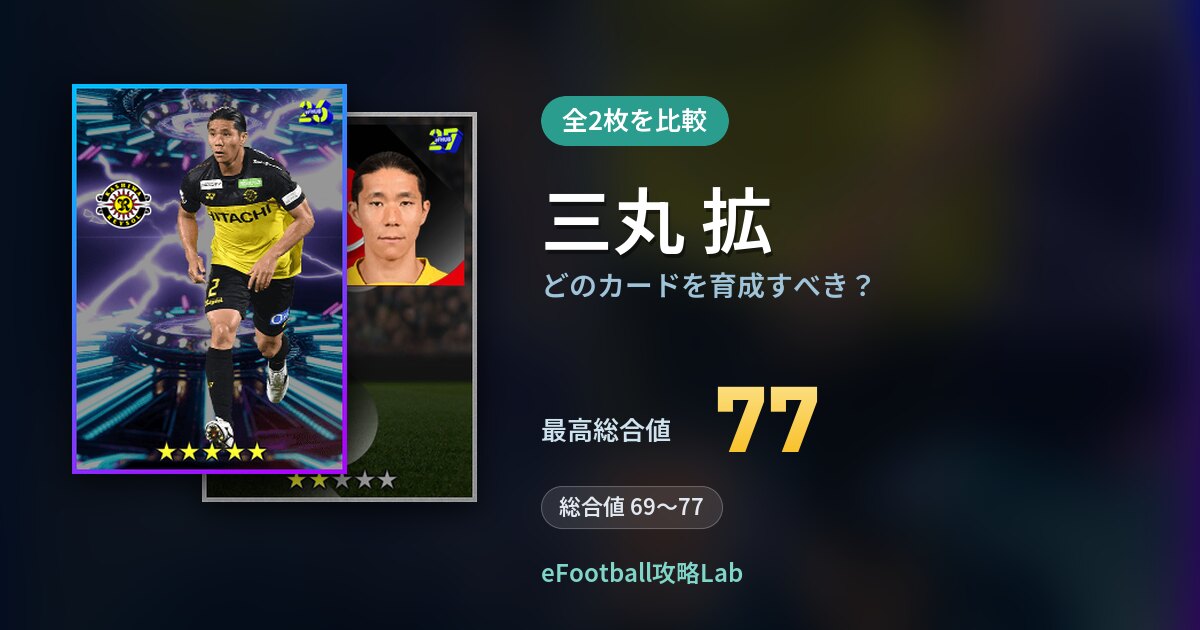 【イーフト】三丸 拡はどのカードを育成すべき？全2枚を比較