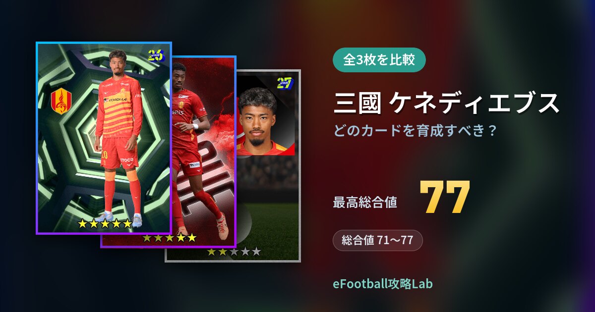 【イーフト】三國 ケネディエブスはどのカードを育成すべき?全3枚を比較