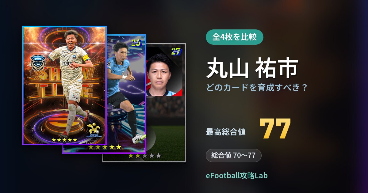 【イーフト】丸山 祐市はどのカードを育成すべき？全4枚を比較