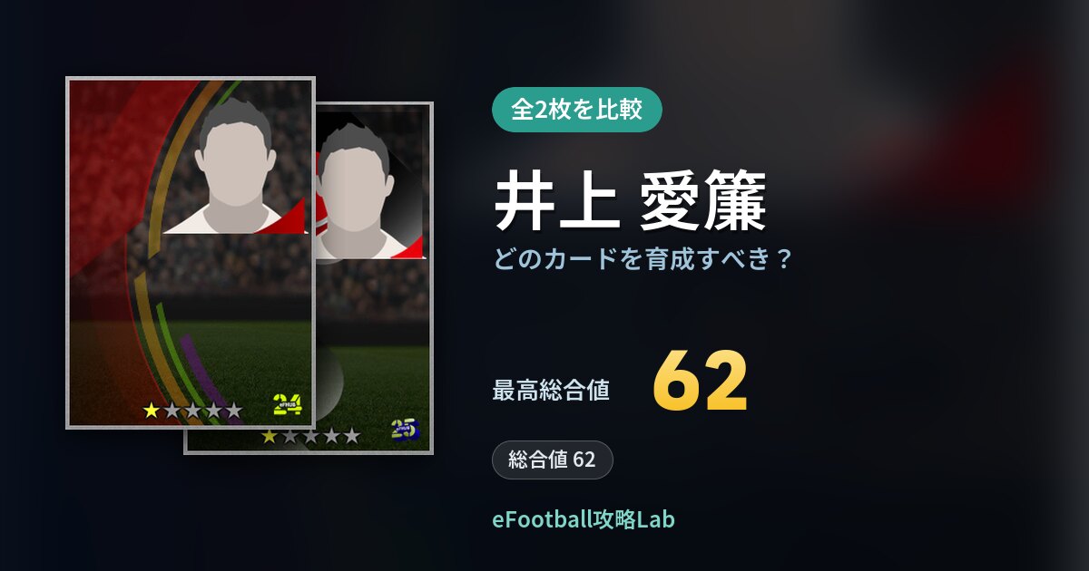 【イーフト】井上 愛簾はどのカードを育成すべき？全2枚を比較