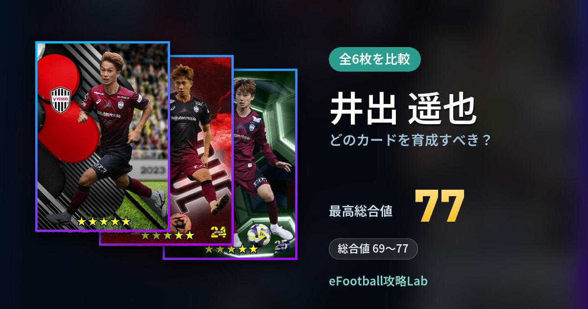 【イーフト】井出 遥也はどのカードを育成すべき？全6枚を比較