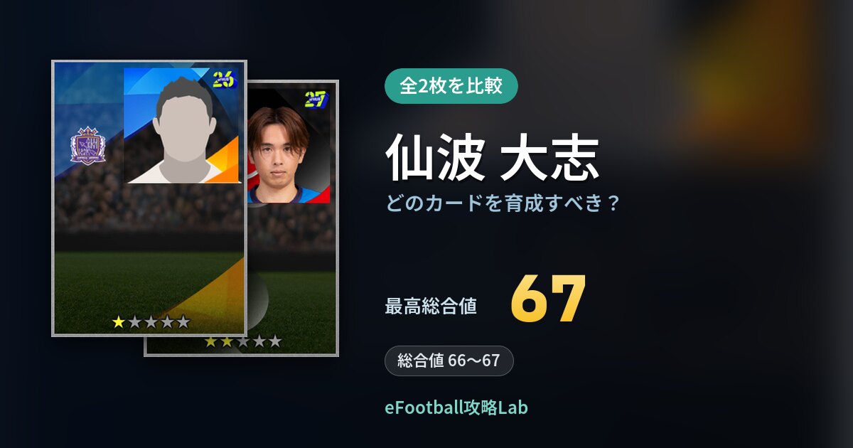 【イーフト】仙波 大志はどのカードを育成すべき?全2枚を比較