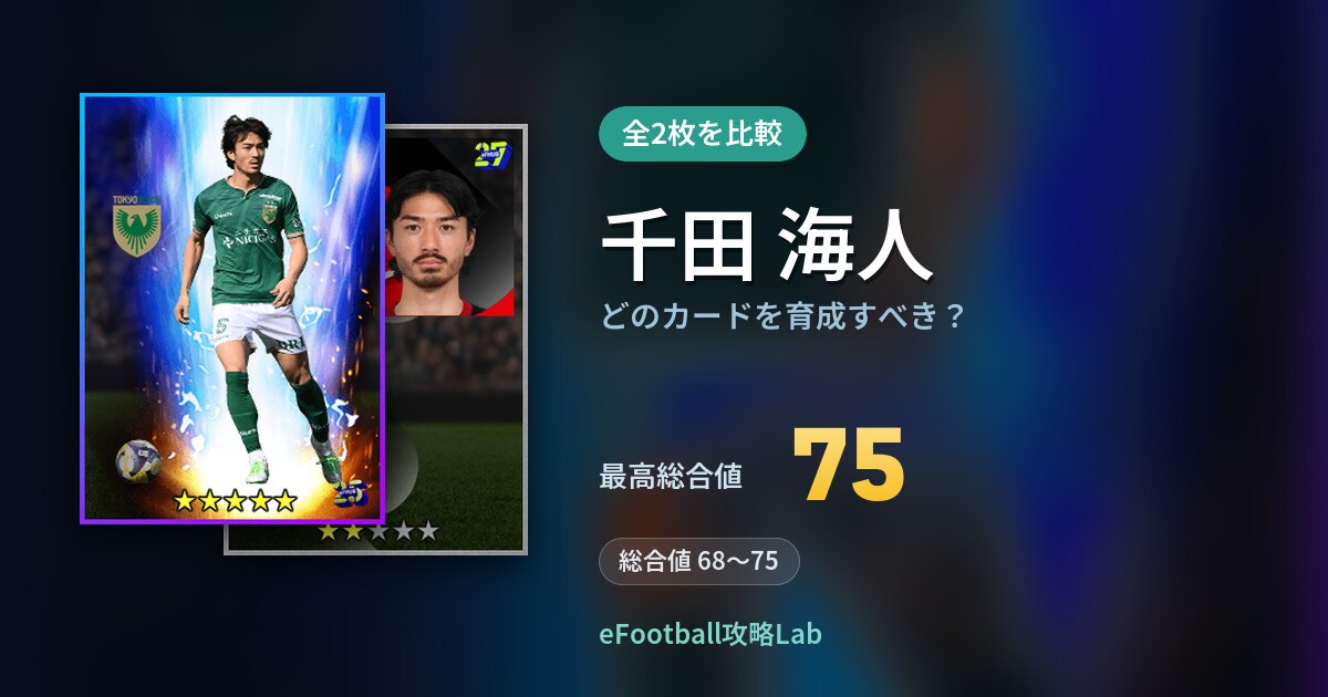 【イーフト】千田 海人はどのカードを育成すべき？全2枚を比較