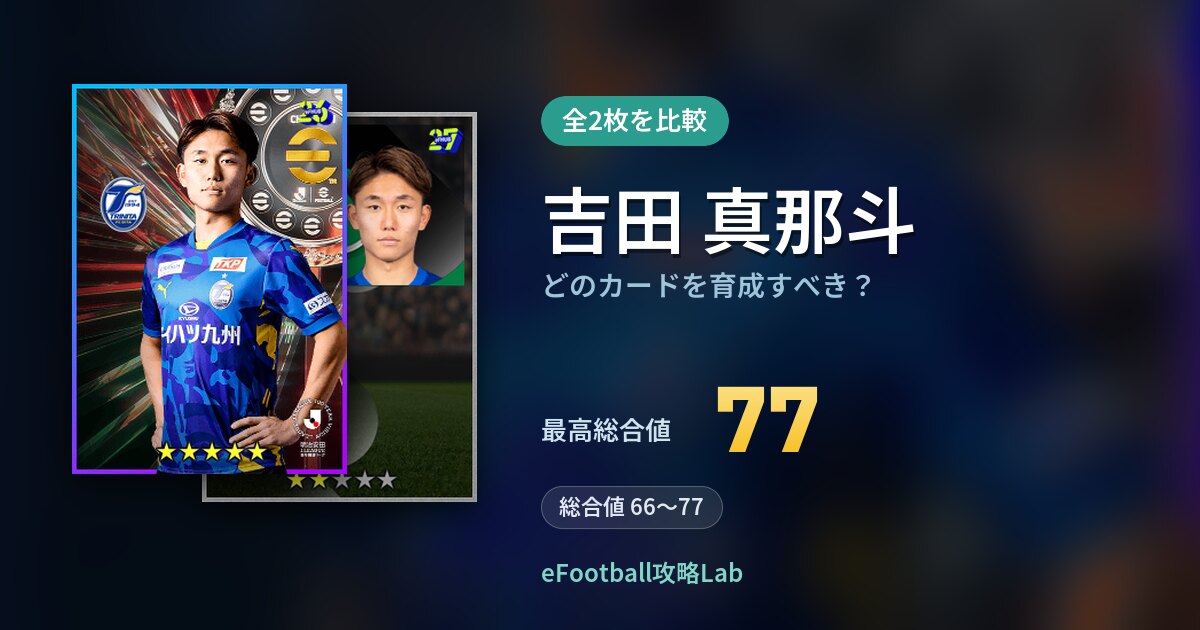【イーフト】吉田 真那斗はどのカードを育成すべき?全2枚を比較