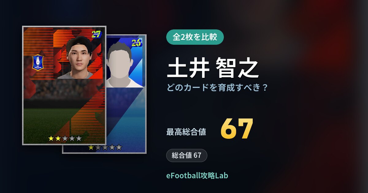 【イーフト】土井 智之はどのカードを育成すべき？全2枚を比較