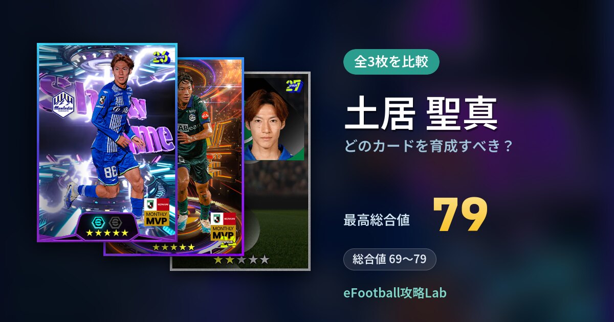 【イーフト】土居 聖真はどのカードを育成すべき？全3枚を比較