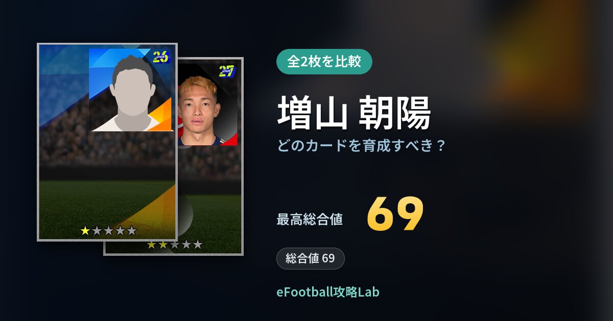 【イーフト】増山 朝陽はどのカードを育成すべき？全2枚を比較