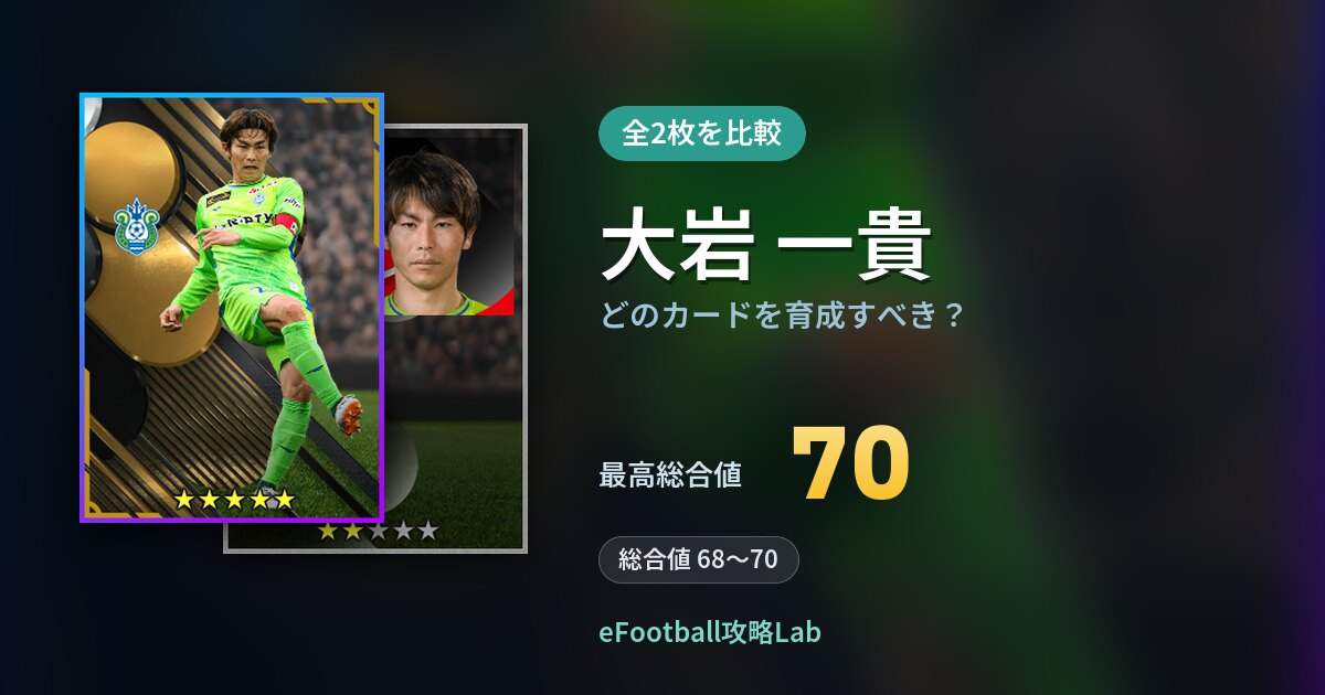 【イーフト】大岩 一貴はどのカードを育成すべき?全2枚を比較
