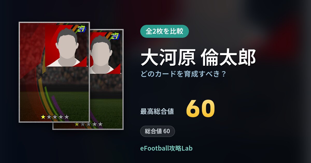 【イーフト】大河原 倫太郎の全カード比較（全2枚）