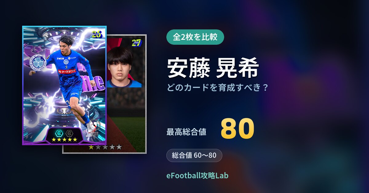 【イーフト】安藤 晃希はどのカードを育成すべき？全2枚を比較