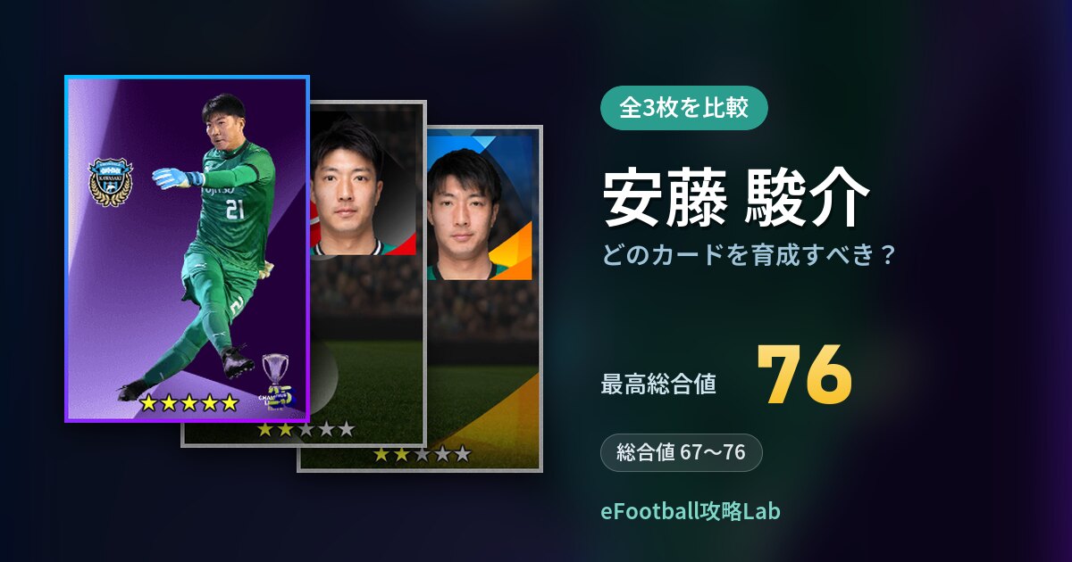 【イーフト】安藤 駿介はどのカードを育成すべき?全3枚を比較