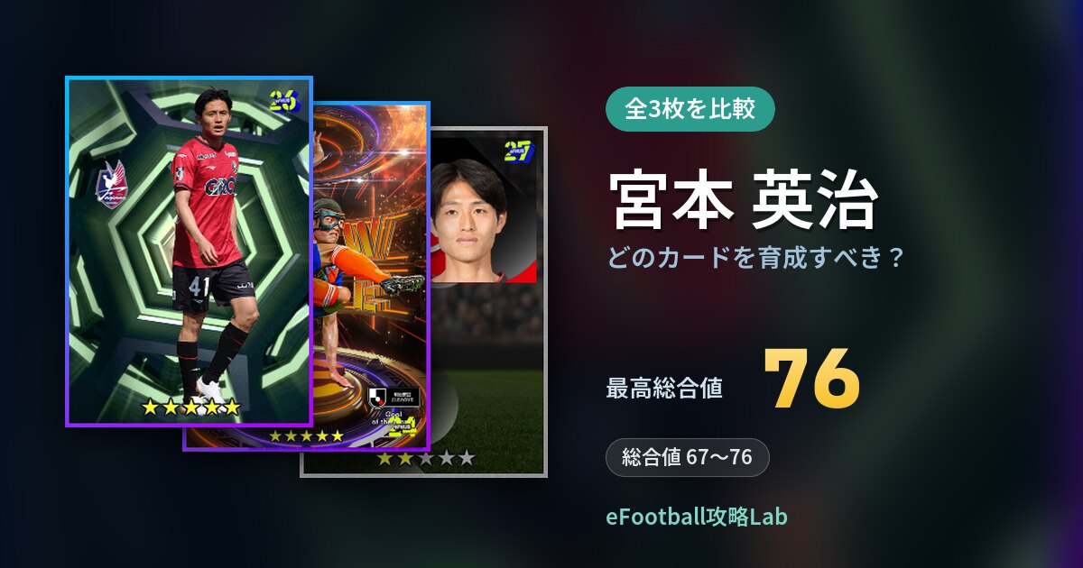 【イーフト】宮本 英治はどのカードを育成すべき？全3枚を比較