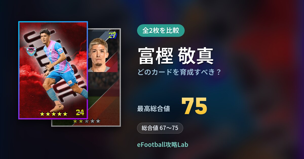 【イーフト】富樫 敬真はどのカードを育成すべき？全2枚を比較