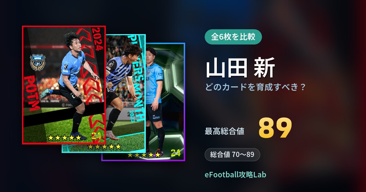 【イーフト】山田 新はどのカードを育成すべき？全6枚を比較
