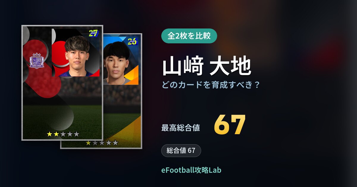 【イーフト】山﨑 大地はどのカードを育成すべき？全2枚を比較