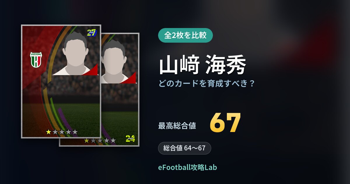 【イーフト】山﨑 海秀はどのカードを育成すべき？全2枚を比較
