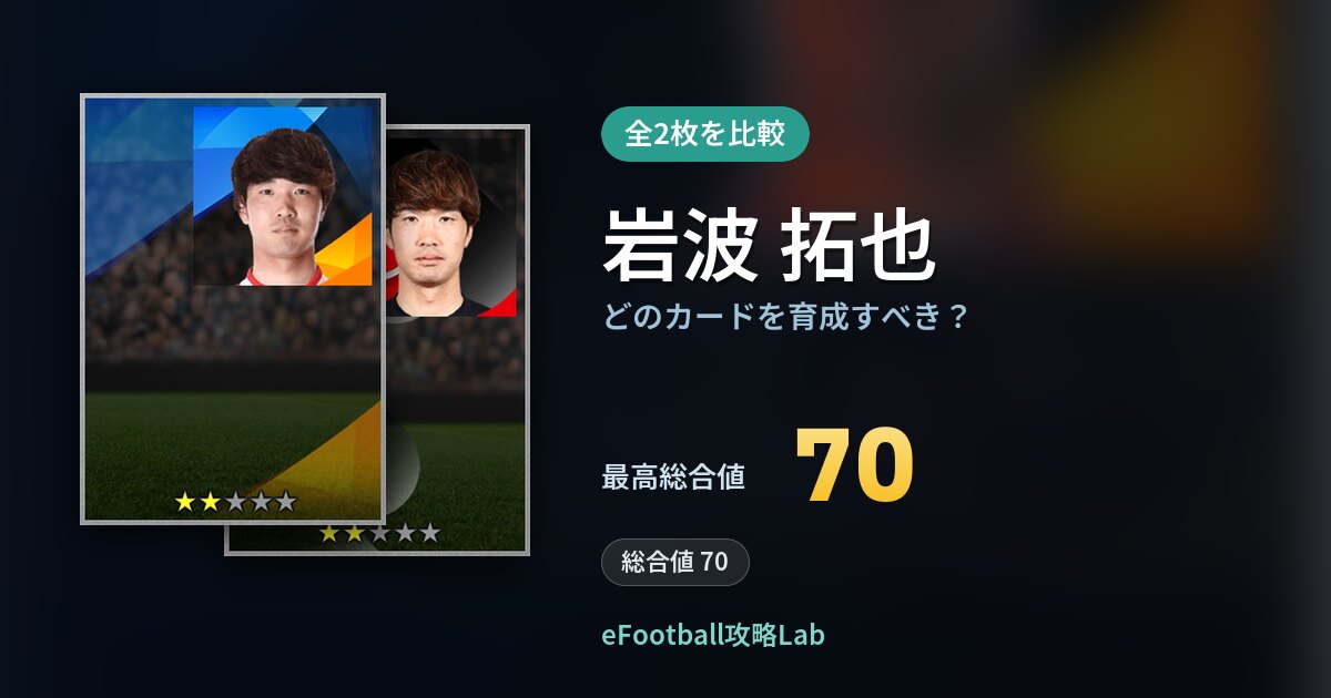 【イーフト】岩波 拓也はどのカードを育成すべき？全2枚を比較