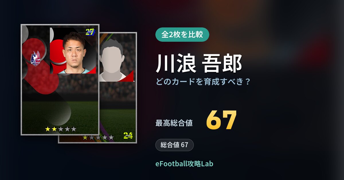 【イーフト】川浪 吾郎はどのカードを育成すべき？全2枚を比較