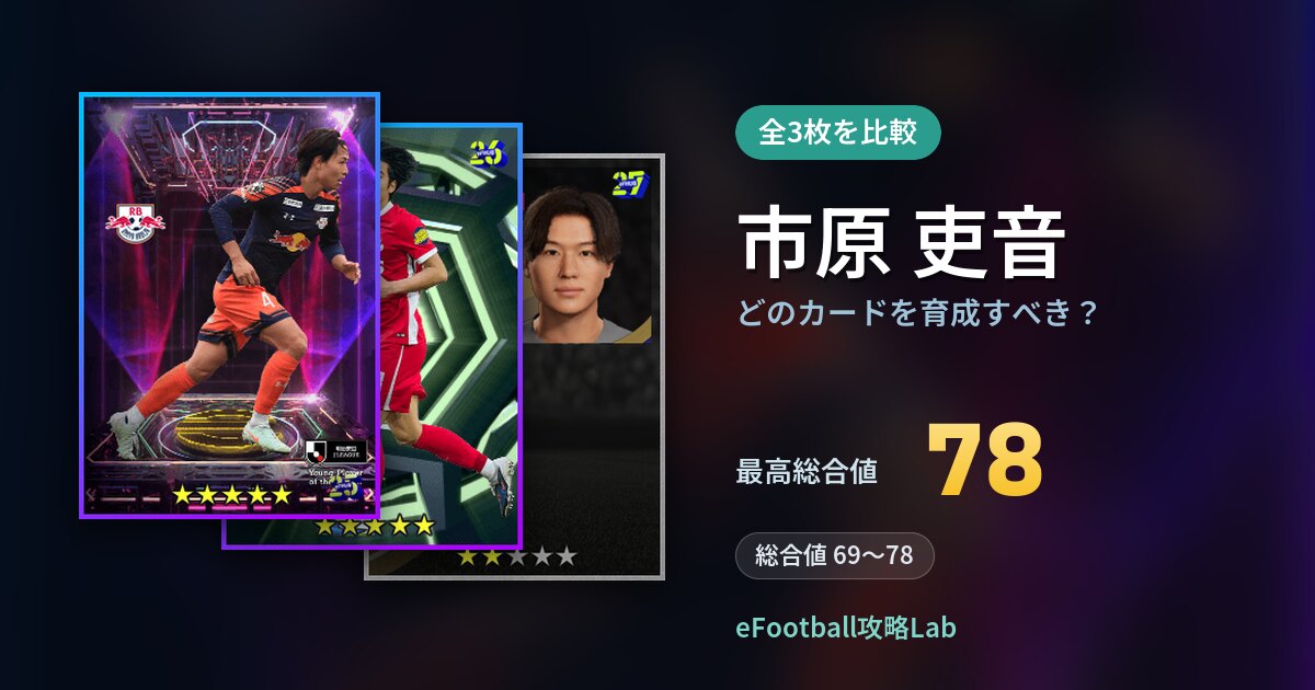 【イーフト】市原 吏音はどのカードを育成すべき?全3枚を比較