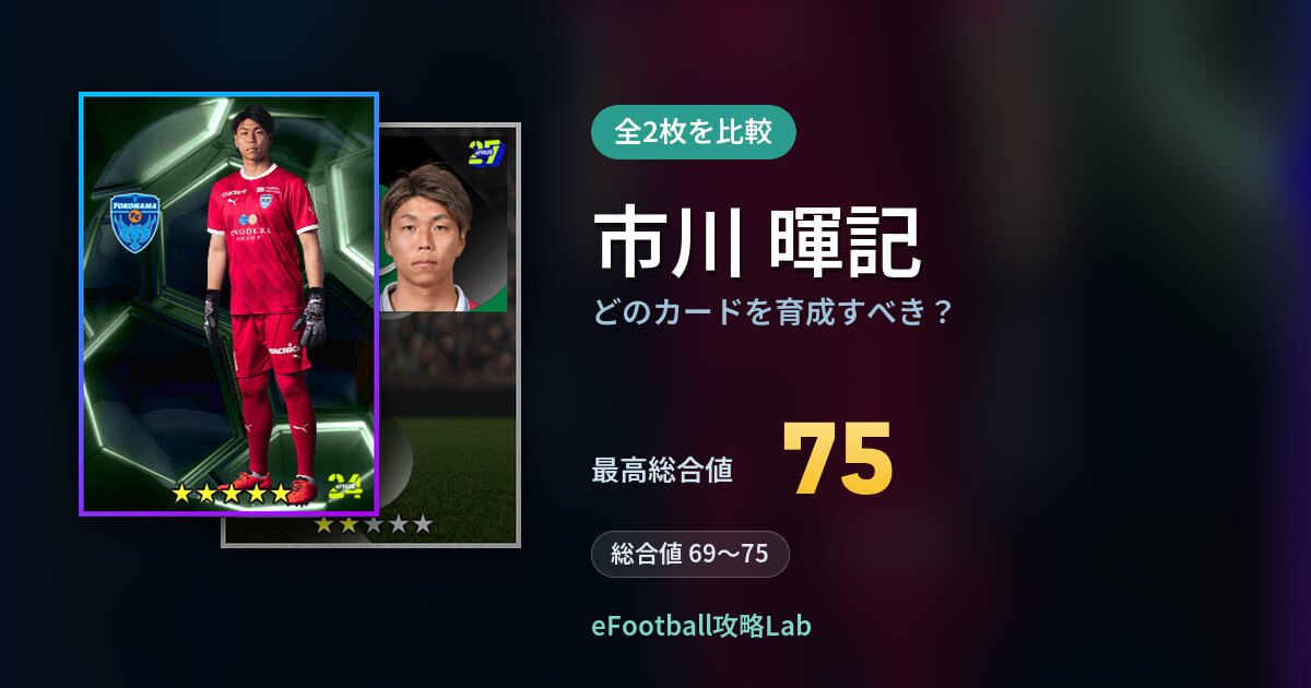 【イーフト】市川 暉記はどのカードを育成すべき？全2枚を比較