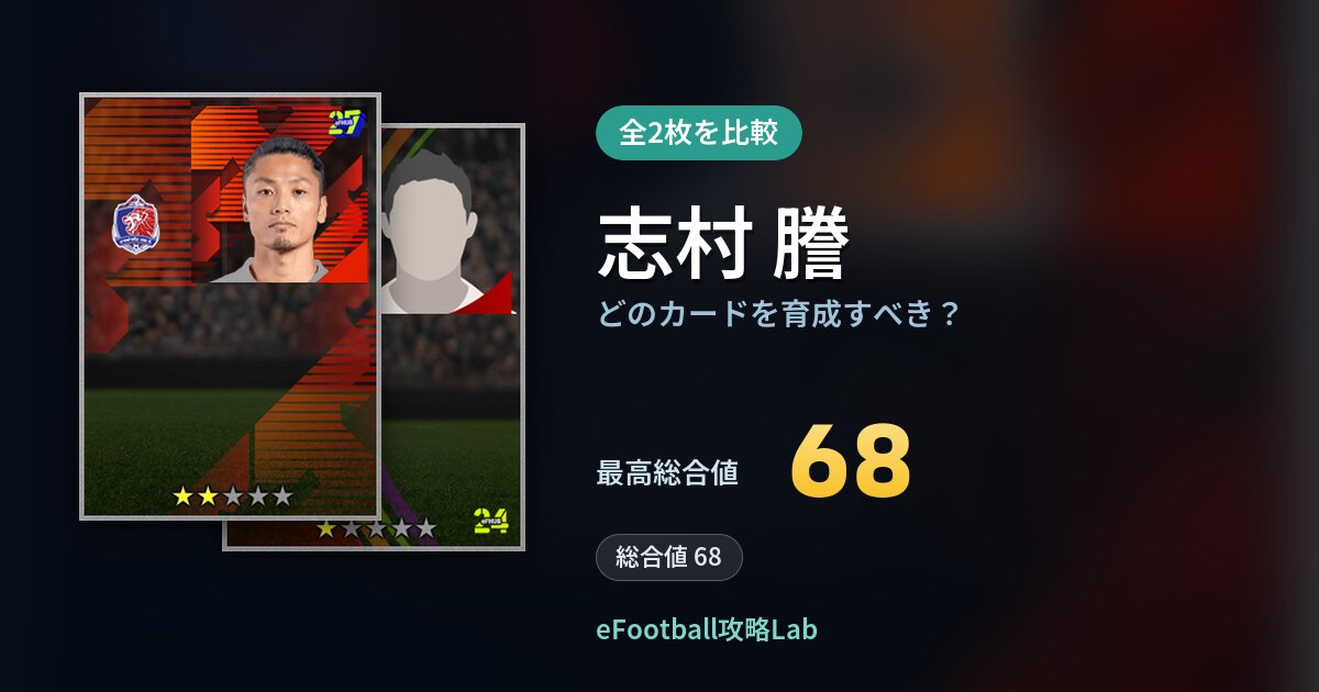 【イーフト】志村 謄はどのカードを育成すべき？全2枚を比較