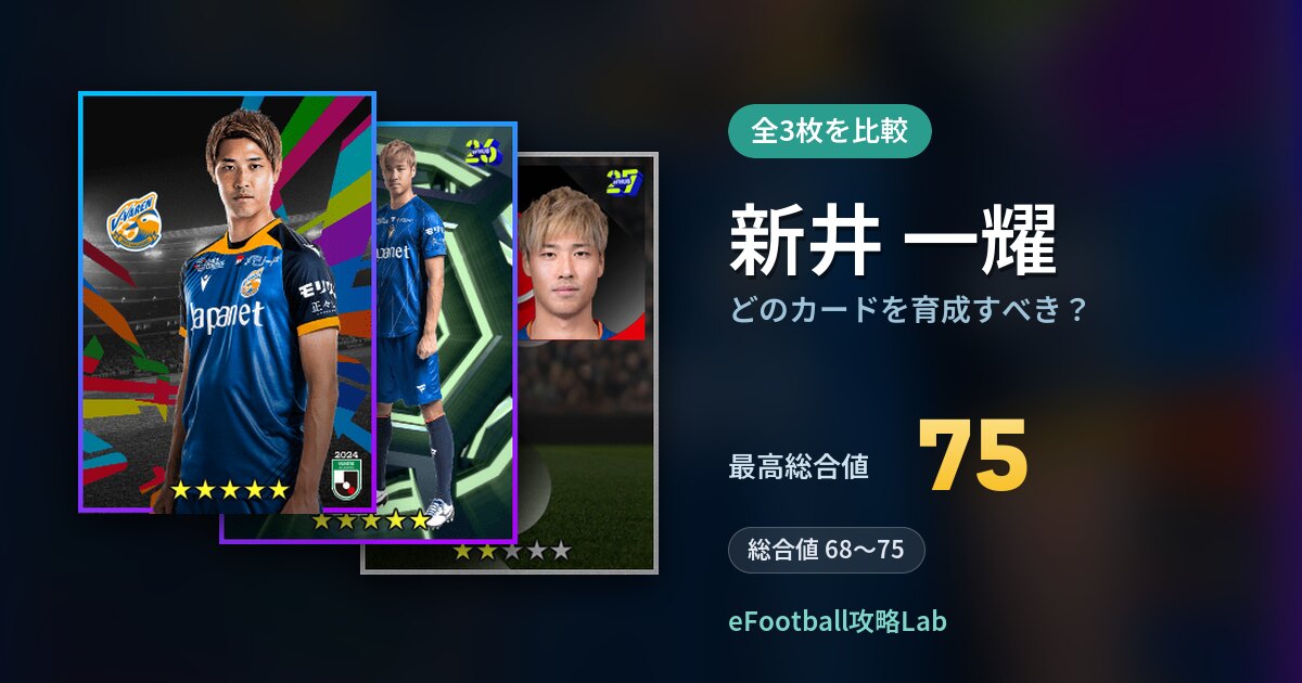 【イーフト】新井 一耀はどのカードを育成すべき？全3枚を比較