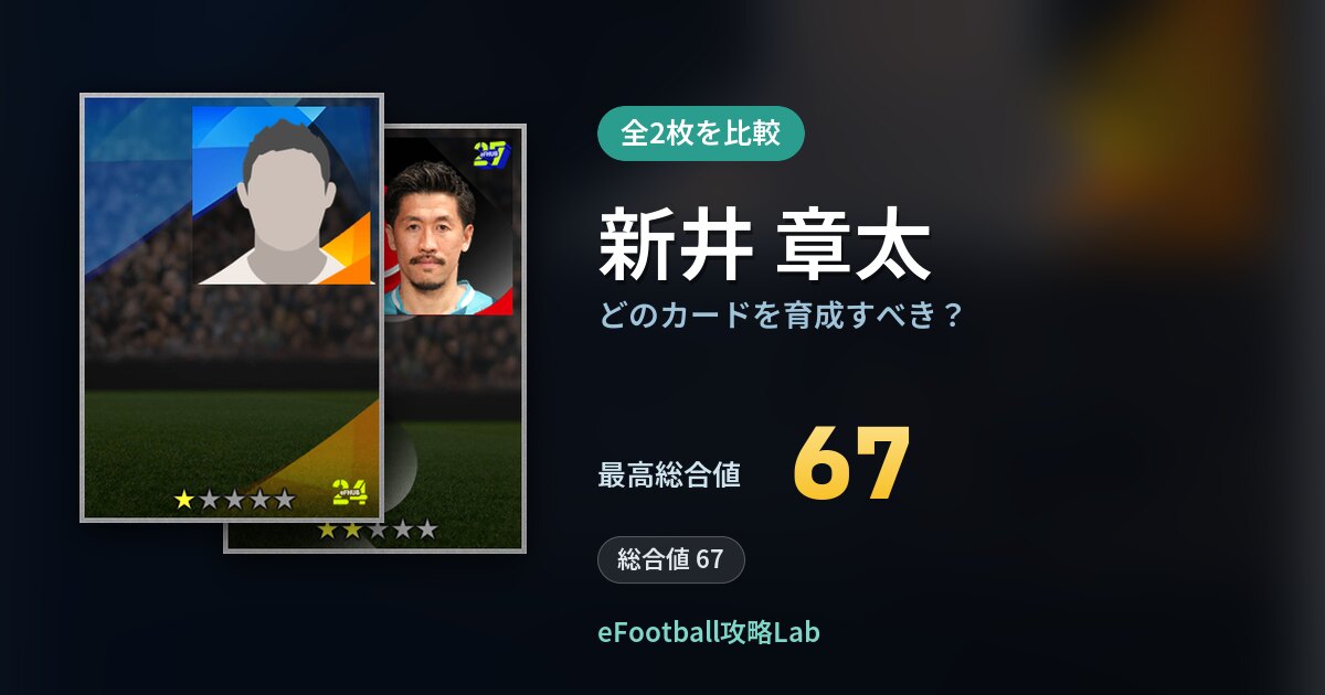 【イーフト】新井 章太はどのカードを育成すべき？全2枚を比較
