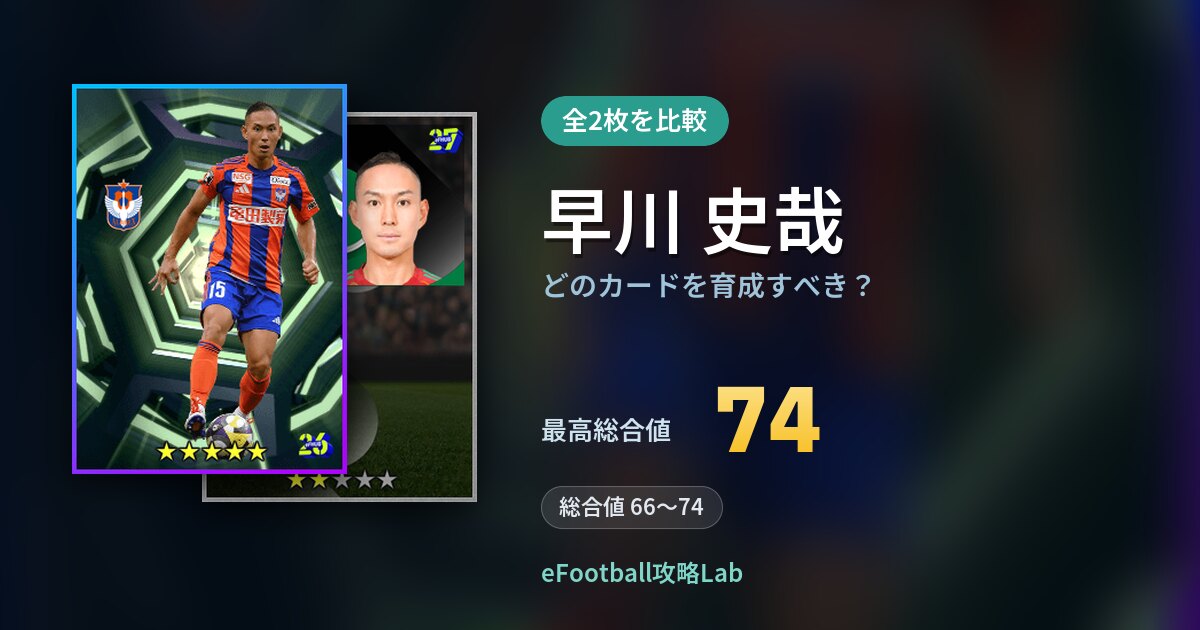 【イーフト】早川 史哉はどのカードを育成すべき?全2枚を比較