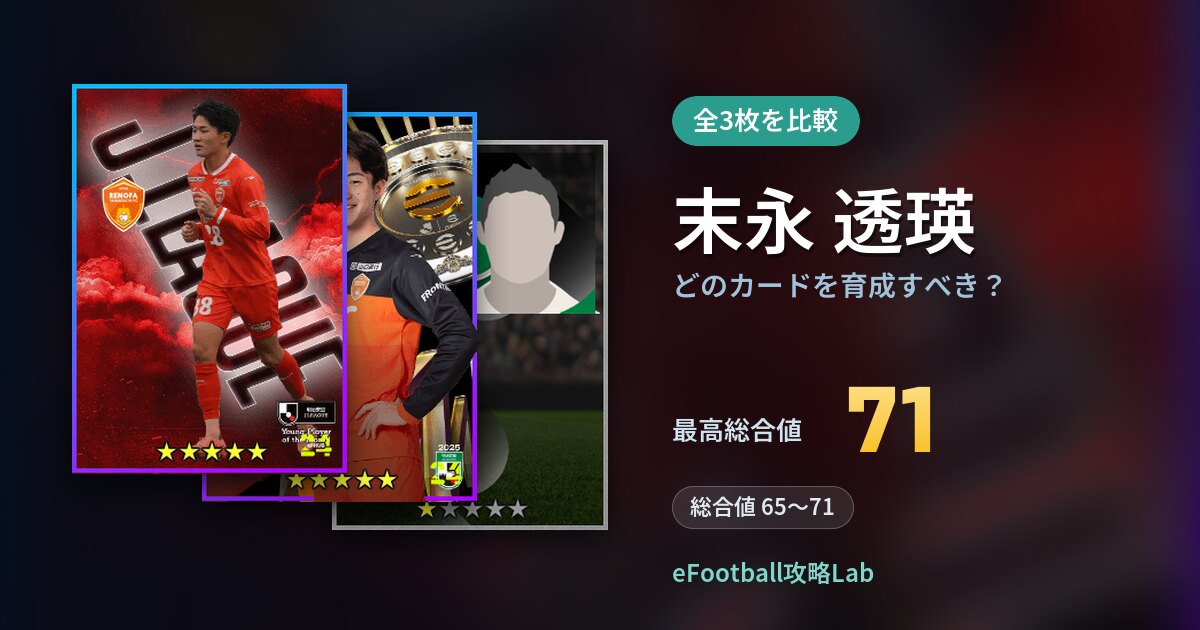 【イーフト】末永 透瑛はどのカードを育成すべき？全3枚を比較
