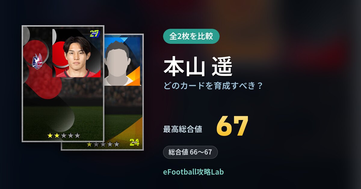 【イーフト】本山 遥はどのカードを育成すべき?全2枚を比較