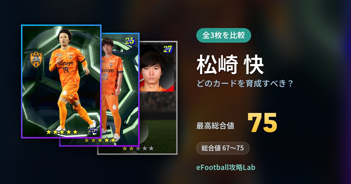 【イーフト】松崎 快はどのカードを育成すべき?全3枚を比較