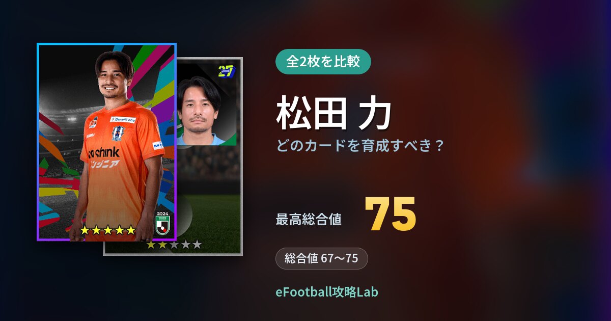 【イーフト】松田 力はどのカードを育成すべき？全2枚を比較