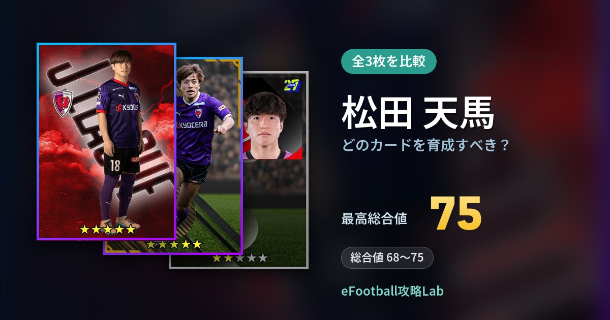 【イーフト】松田 天馬はどのカードを育成すべき？全3枚を比較