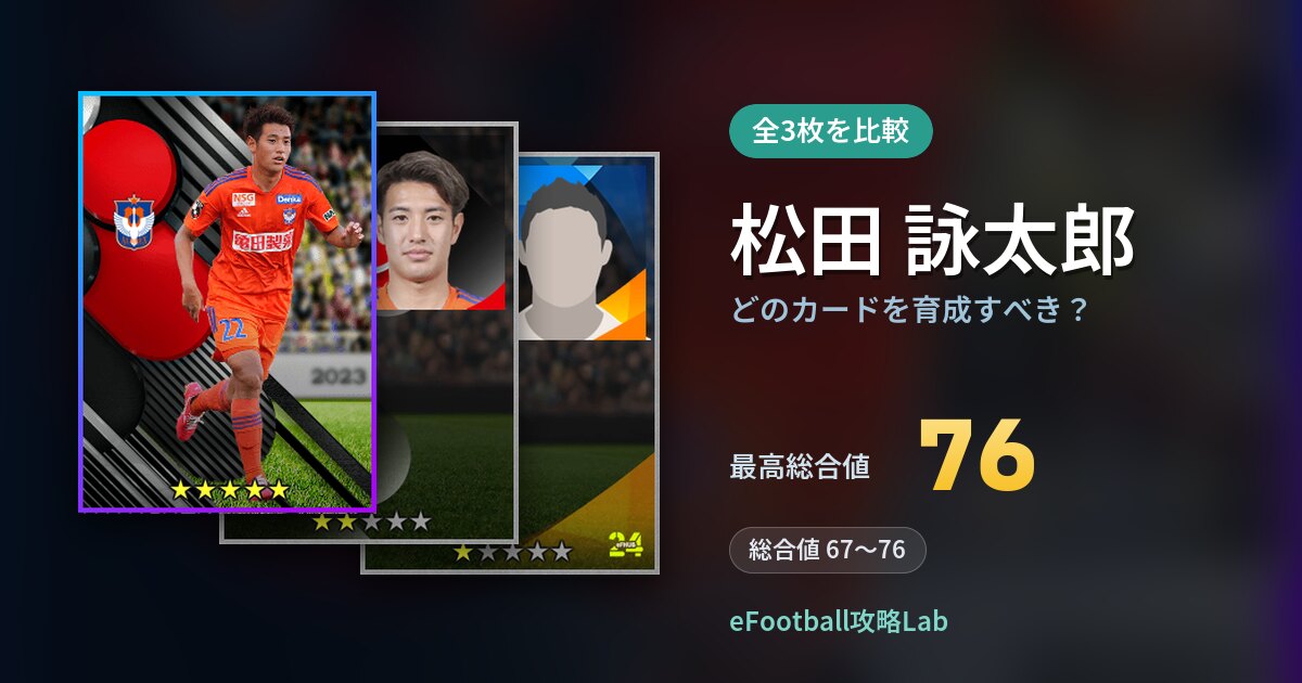 【イーフト】松田 詠太郎はどのカードを育成すべき？全3枚を比較