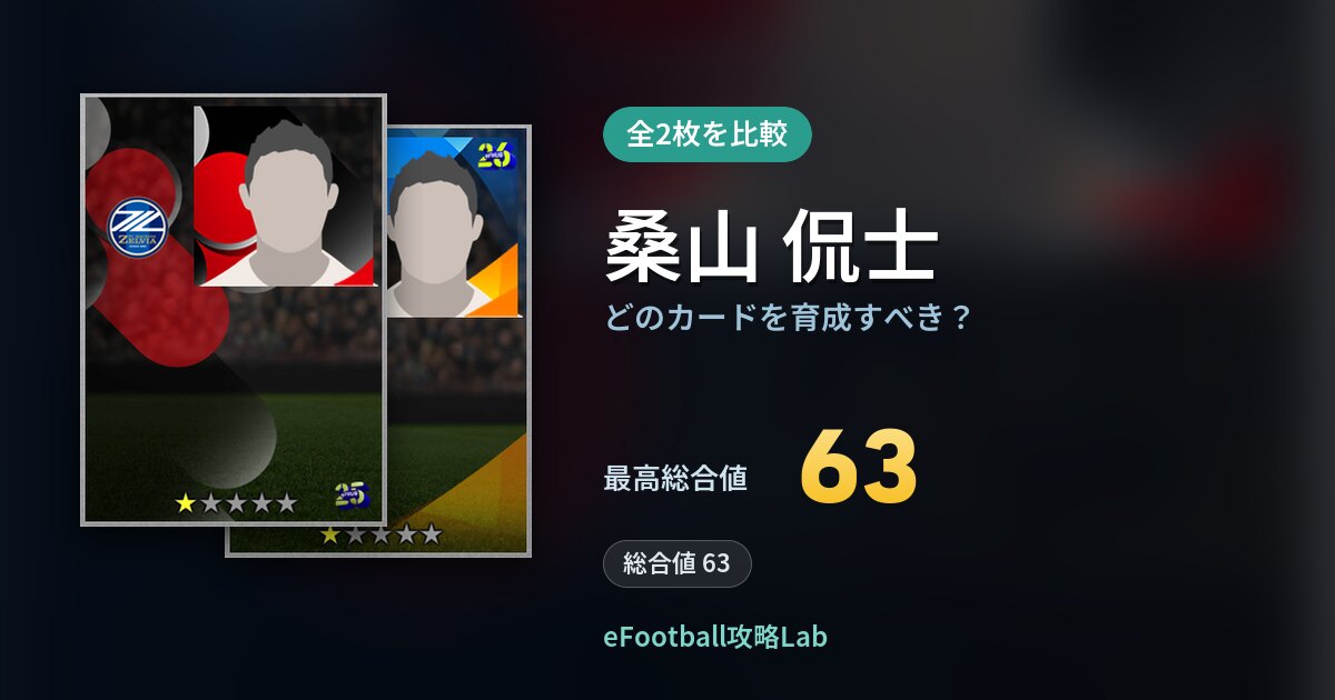 【イーフト】桑山 侃士はどのカードを育成すべき？全2枚を比較