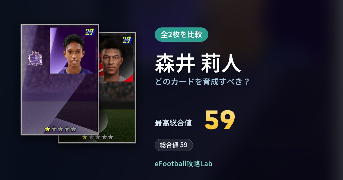 【イーフト】森井 莉人はどのカードを育成すべき？全2枚を比較