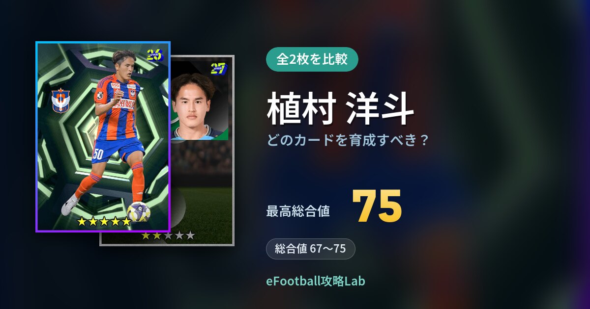 【イーフト】植村 洋斗はどのカードを育成すべき？全2枚を比較