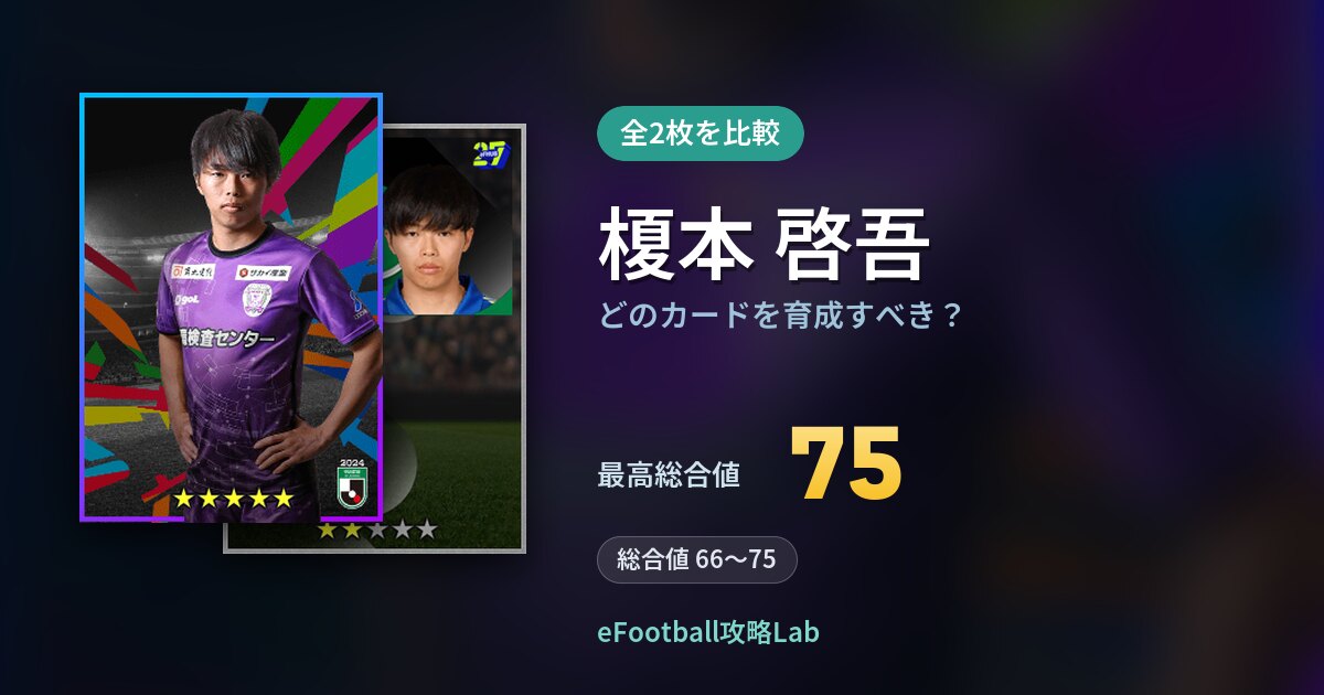 【イーフト】榎本 啓吾はどのカードを育成すべき？全2枚を比較
