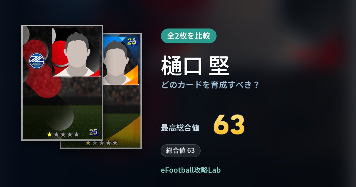 【イーフト】樋口 堅はどのカードを育成すべき？全2枚を比較