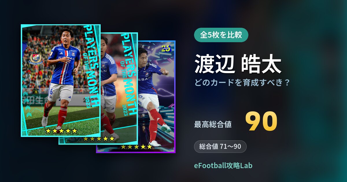 【イーフト】渡辺 皓太はどのカードを育成すべき？全5枚を比較
