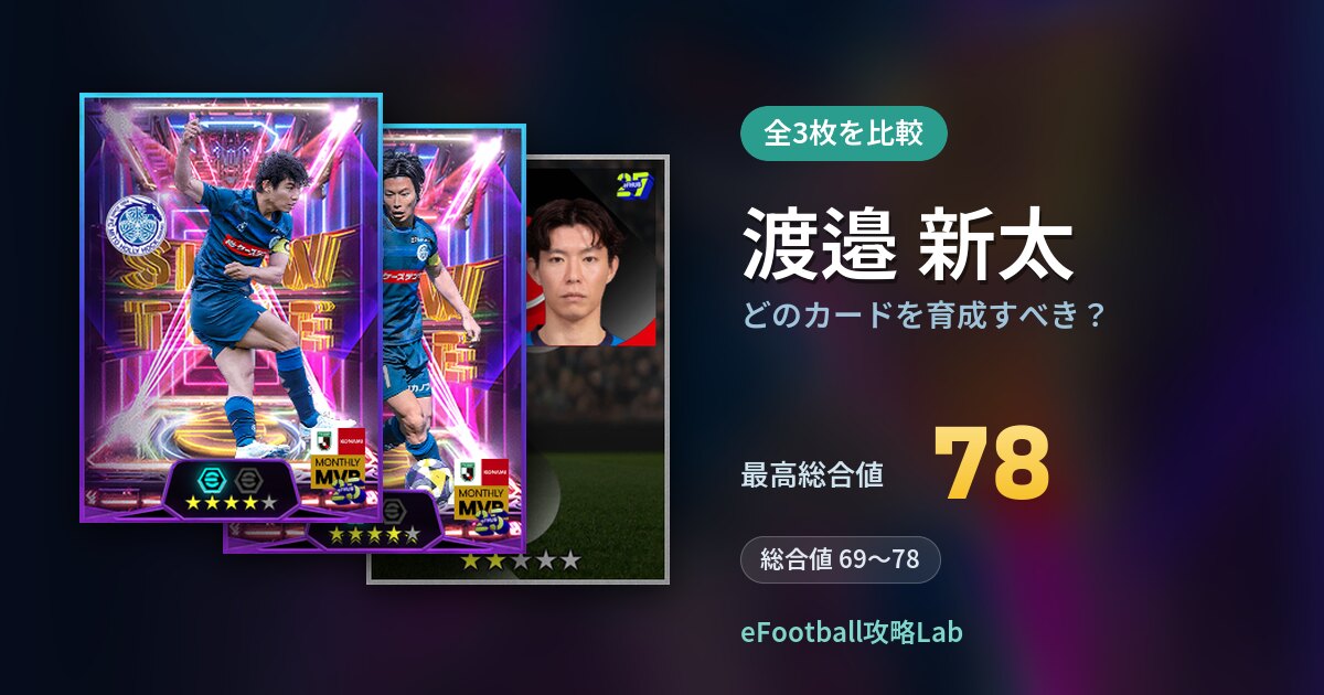 【イーフト】渡邉 新太はどのカードを育成すべき?全3枚を比較