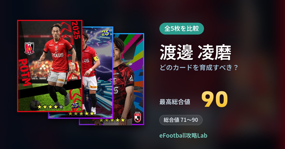 【イーフト】渡邊 凌磨はどのカードを育成すべき？全5枚を比較