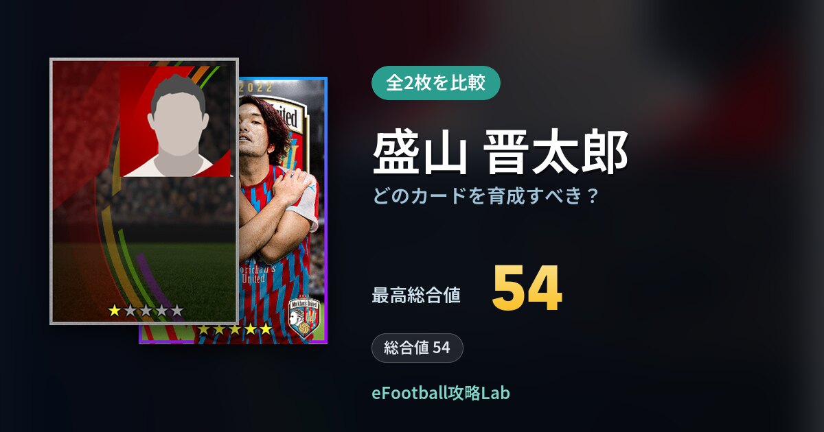 【イーフト】盛山 晋太郎はどのカードを育成すべき?全2枚を比較